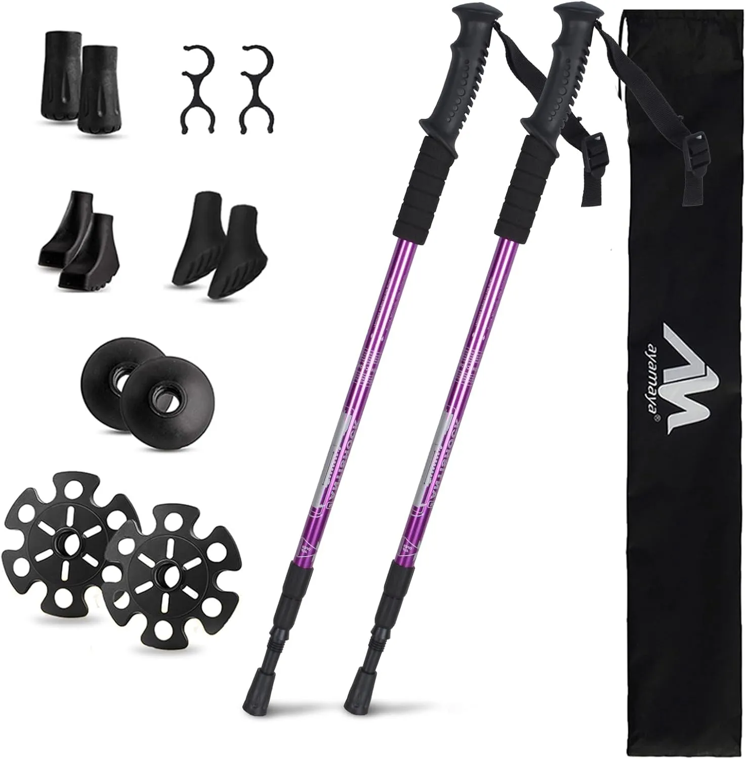 Hiking Poles - AYAMAYA Telescopic Collapsible Trekking Poles with Quick Twist Lock System - Lightweight Aluminum Alloy Telescopic Walking Sticks for Hiking Backpacking Mountaining Seniors Balance
