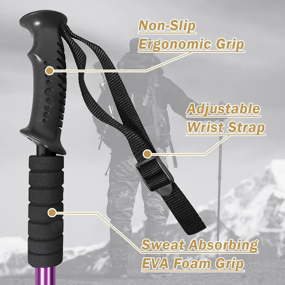 Hiking Poles - AYAMAYA Telescopic Collapsible Trekking Poles with Quick Twist Lock System - Lightweight Aluminum Alloy Telescopic Walking Sticks for Hiking Backpacking Mountaining Seniors Balance