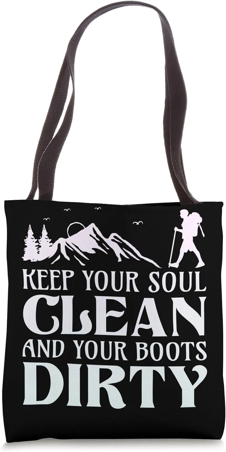 Hiking Saying, Mountain Lines, Alps Motif, Hiking. Tote Bag