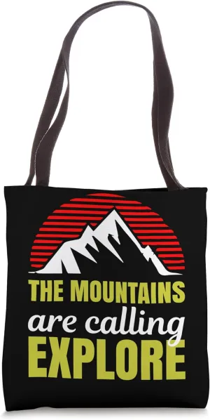 Hiking Saying, Mountain Lines, Alps Motif, Hiking. Tote Bag