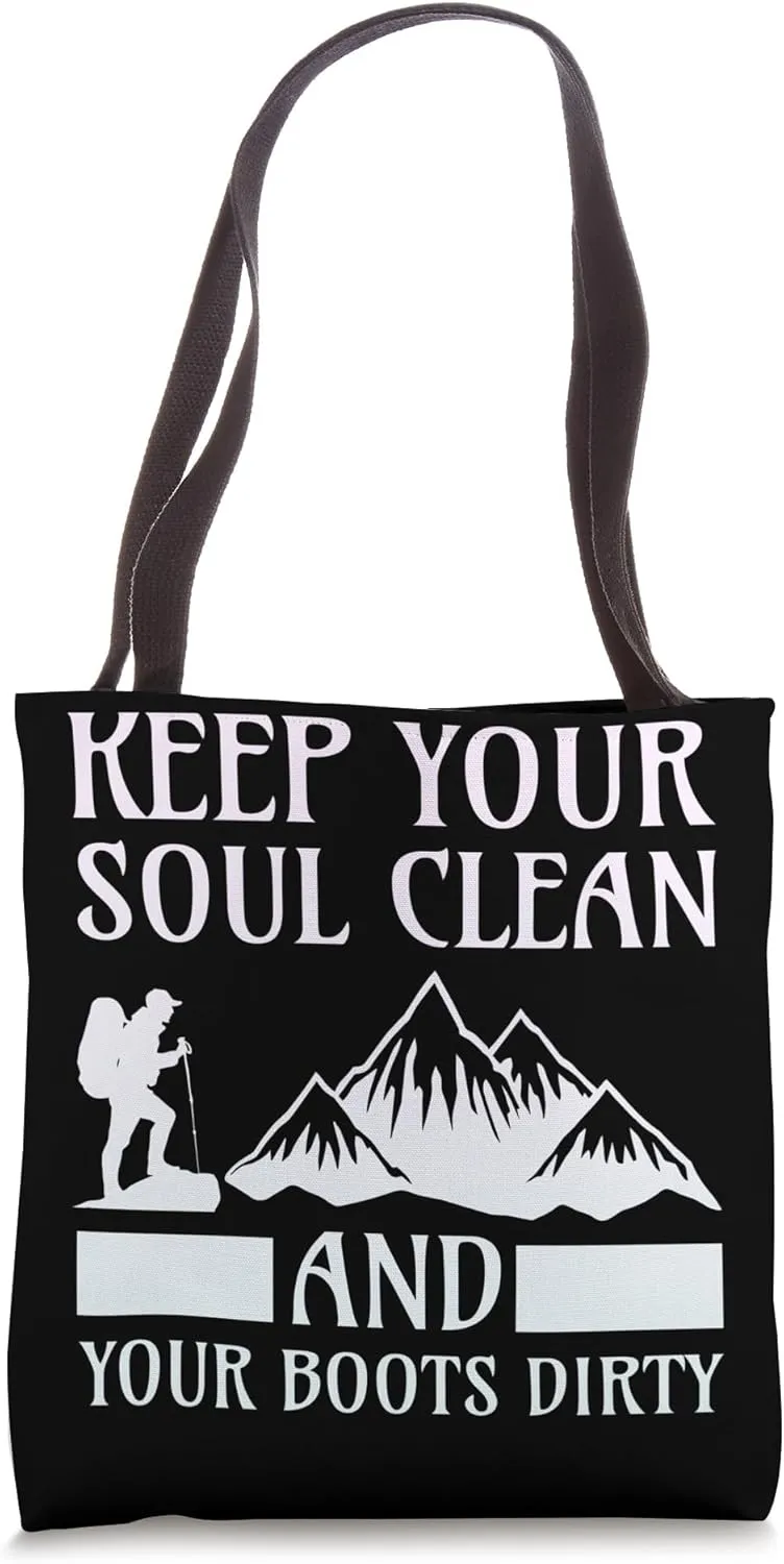 Hiking Saying, Mountain Lines, Alps Motif, Hiking. Tote Bag