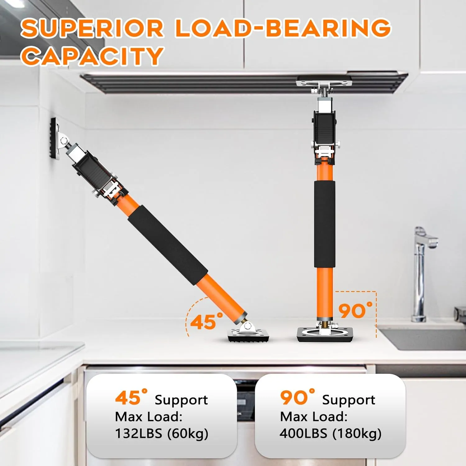 HOLOTHURIAN Cabinet Jack Support Pole, 15.8" - 23.6 inches Third Hand Tools Adjustable Support Pole, 3rd Hand Support System for Upper Cabinet Installation, 400 LB Capacity, 2-Pack
