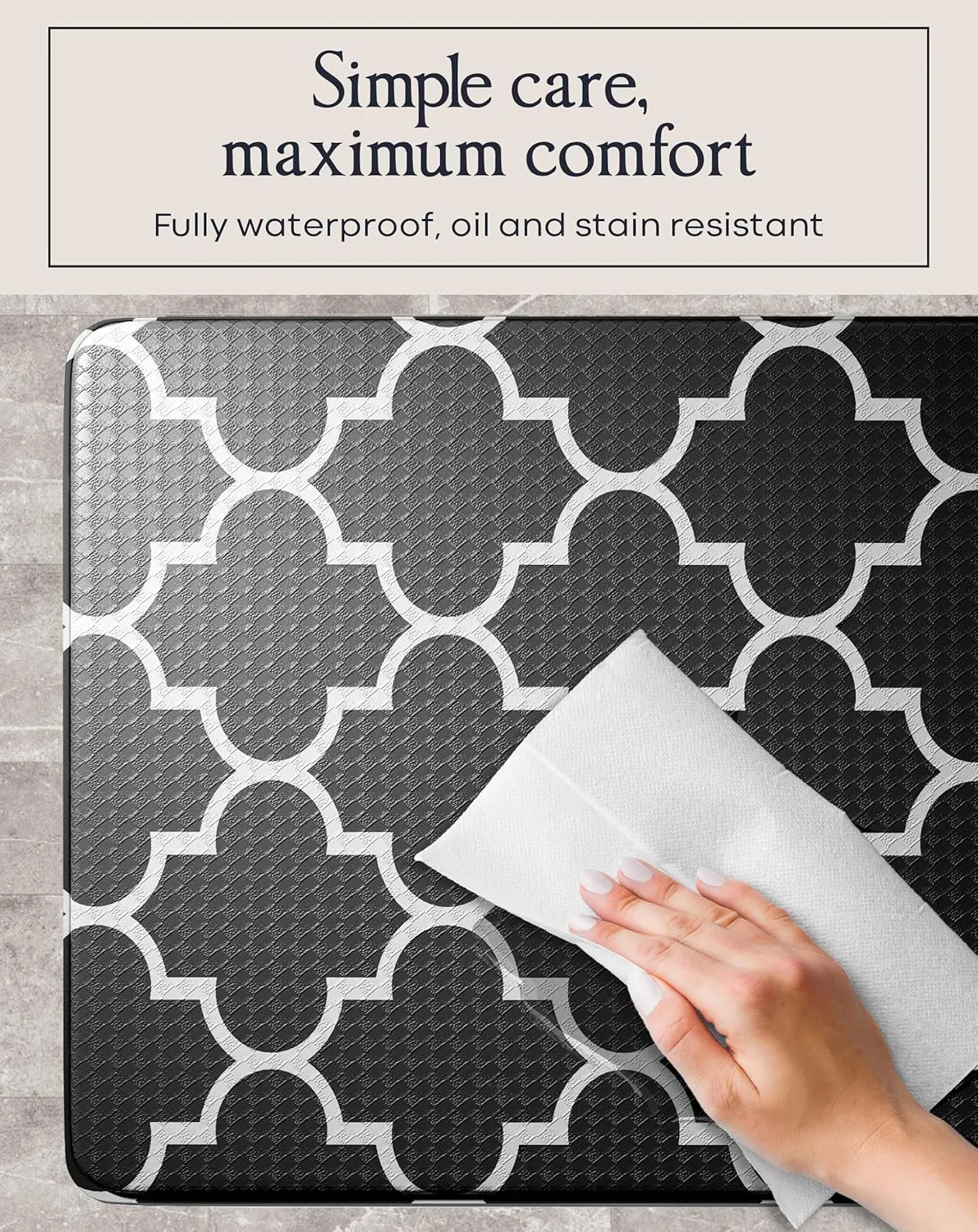 Homergy Anti Fatigue Kitchen Mats for Floor 2 PCS, Memory Foam Cushioned Rugs, Comfort Standing Desk Mats for Office, Home, Laundry Room, Waterproof & Ergonomic, 17.3×30.3 & 17.3×59, Black Lantern