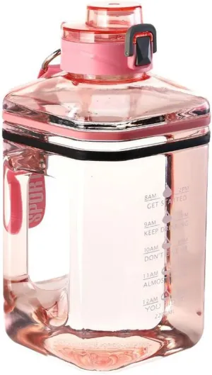Honrane 2.2L Sports Water Bottle, Reusable Water Cup Portable Mug for Travel and Gym, Transparent Water Kettle Square Large Capacity Unisex Sport Water Bottle for Outdoor Red