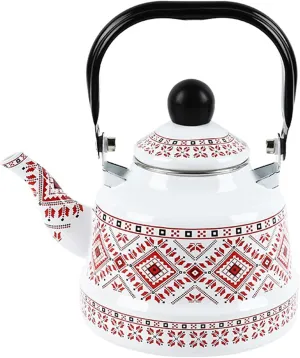 Household Water Tea Pot Coffee Kettle, Cookware Picnic Teapot, Enamel Tea Kettle for Camping(Red,1.1L)