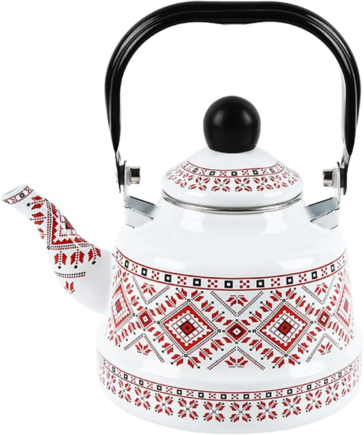 Household Water Tea Pot Coffee Kettle, Cookware Picnic Teapot, Enamel Tea Kettle for Camping(Red,1.1L)