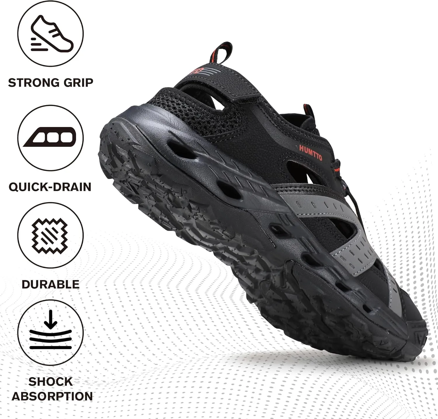 HUMTTO Women's Amphibious Closed Toe Hiking Sandals Quick-Dry Water Shoes Non-Slip Athletic Adjustable Outdoor Fisherman Summer Beach Walking Travel Sandals