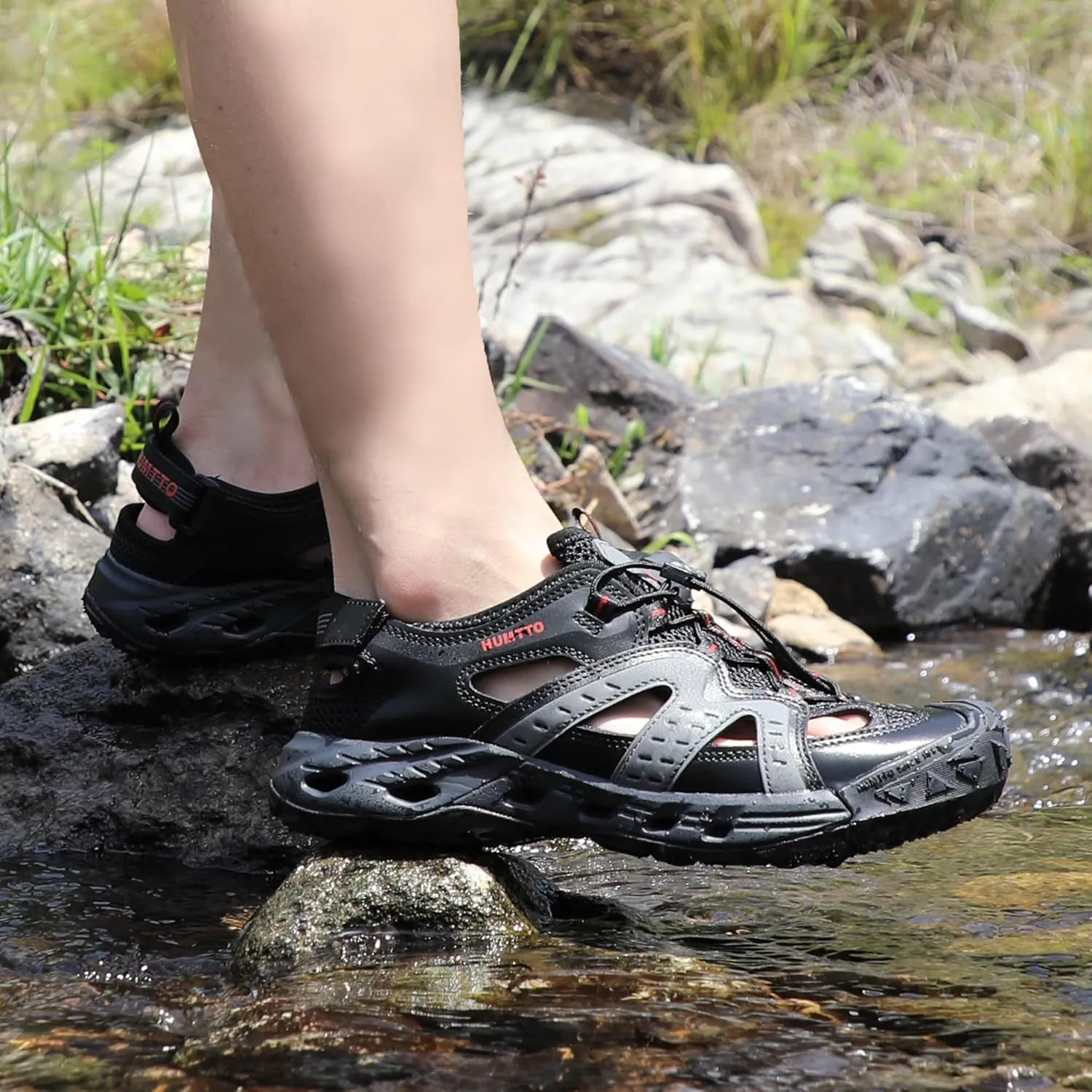 HUMTTO Women's Amphibious Closed Toe Hiking Sandals Quick-Dry Water Shoes Non-Slip Athletic Adjustable Outdoor Fisherman Summer Beach Walking Travel Sandals