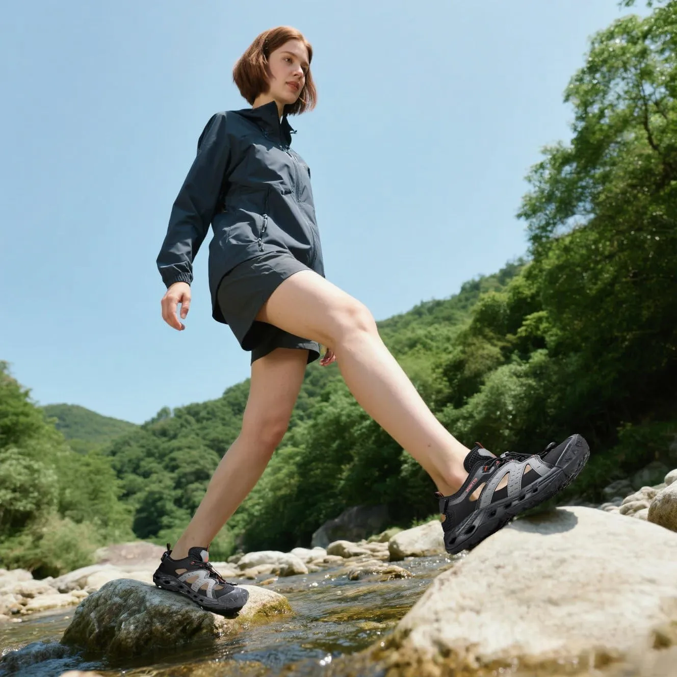 HUMTTO Women's Amphibious Closed Toe Hiking Sandals Quick-Dry Water Shoes Non-Slip Athletic Adjustable Outdoor Fisherman Summer Beach Walking Travel Sandals