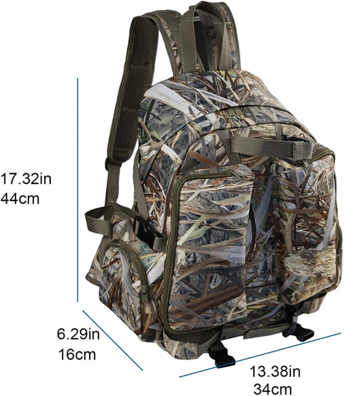 Hunting Backpack Outdoor Sports Gear Durable Hunting Pack with Bow and Rifle Carry System for Camping Hunting Hiking Climbing Fishing Camouflage Backpack,B,M