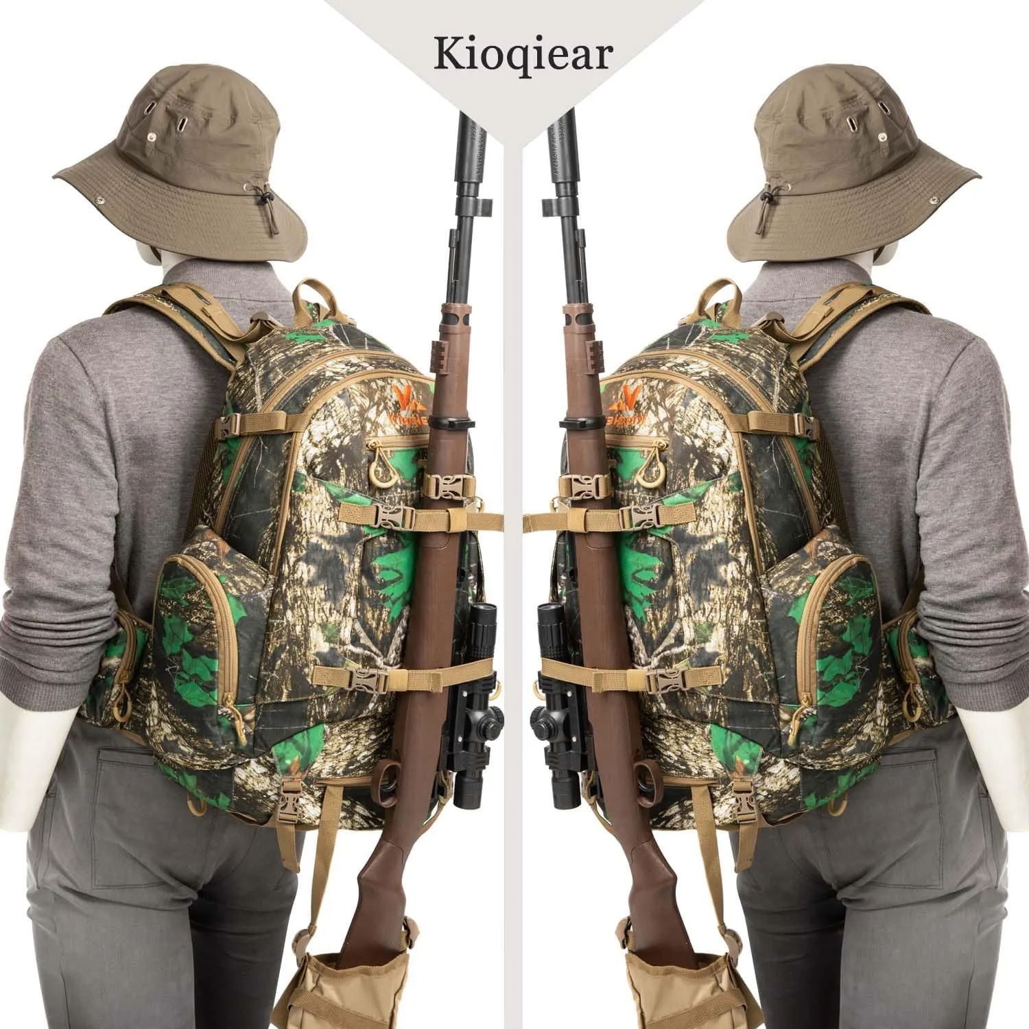 Hunting Backpack,Outdoor Gear Hunting Pack with Rain Cover,Durable Large Capacity Hunting Day Pack. (KHAKI CAMO)