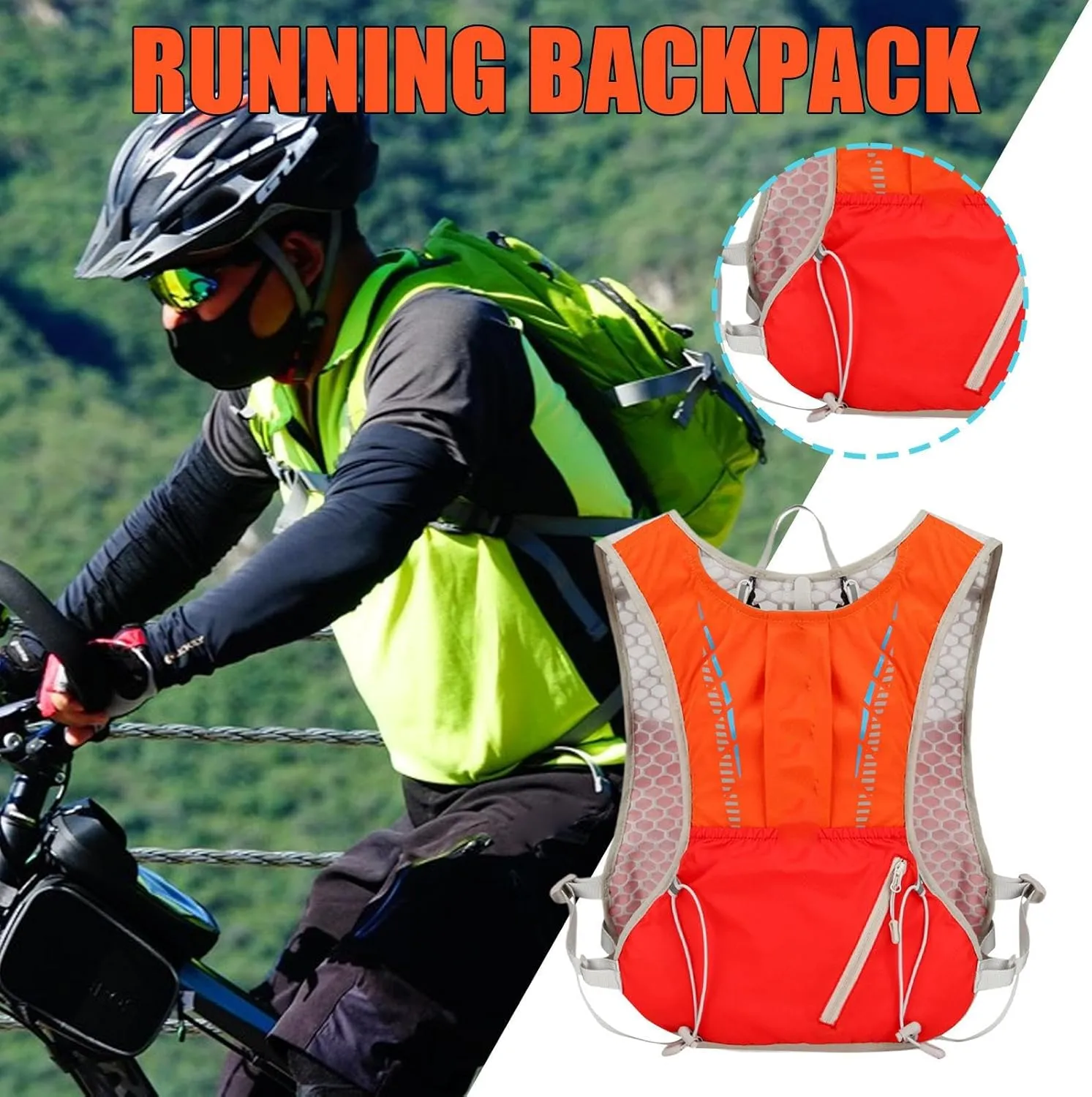 Hydration Backpack - Reflective Lightweight Pack,Lightweight Hydration Backpack with Ergonomic Shoulder Strap for Hiking Skiing Travel Outdoors