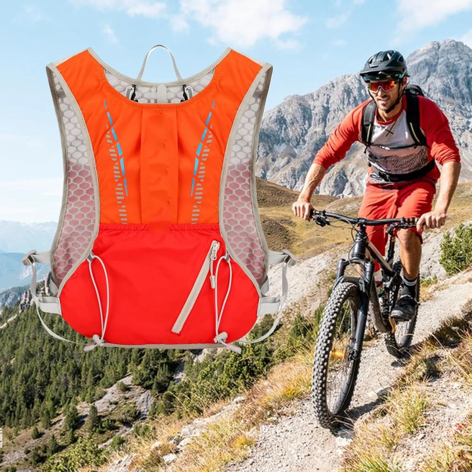 Hydration Backpack - Reflective Lightweight Pack,Lightweight Hydration Backpack with Ergonomic Shoulder Strap for Hiking Skiing Travel Outdoors