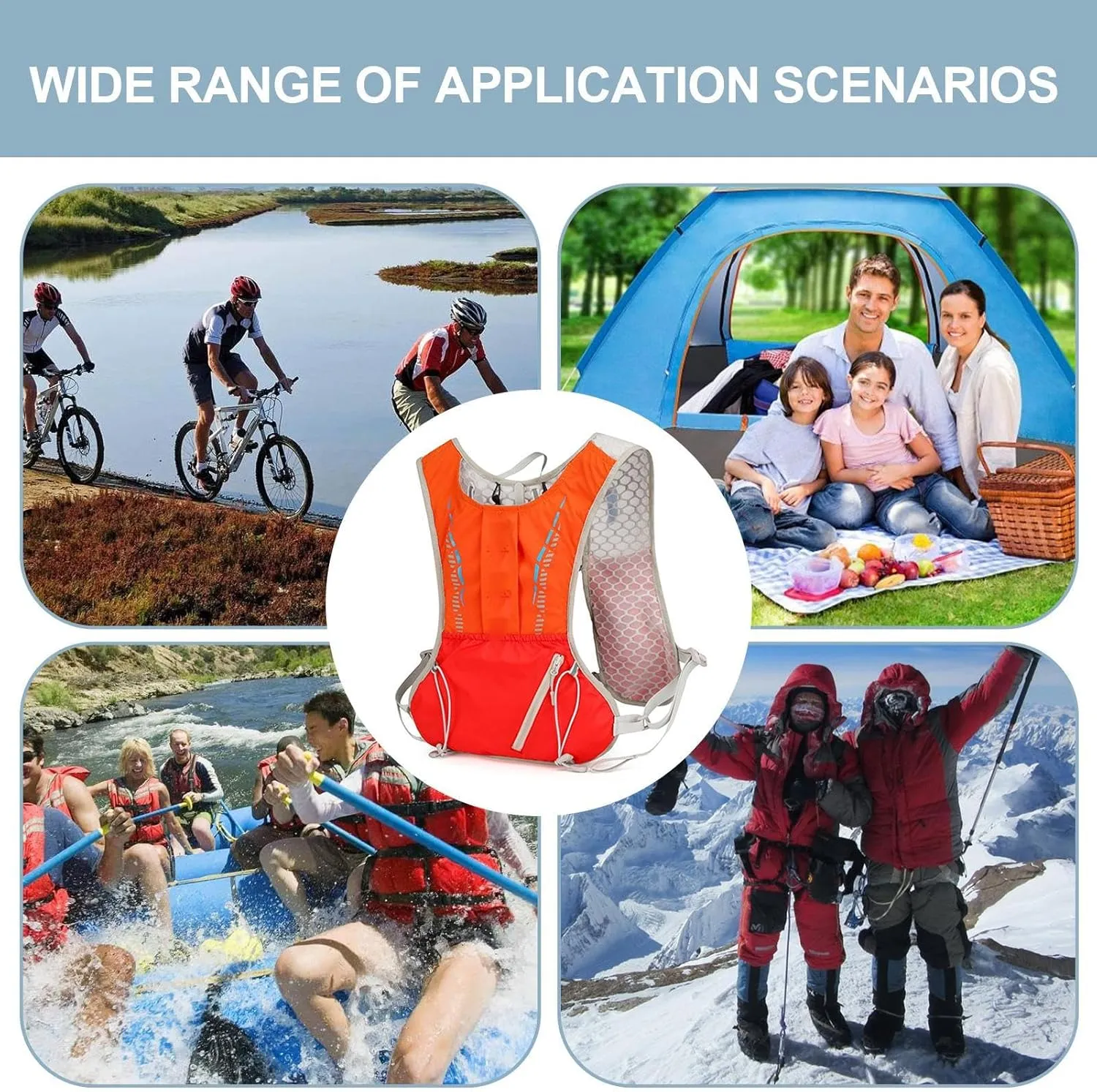 Hydration Backpack - Reflective Lightweight Pack,Lightweight Hydration Backpack with Ergonomic Shoulder Strap for Hiking Skiing Travel Outdoors