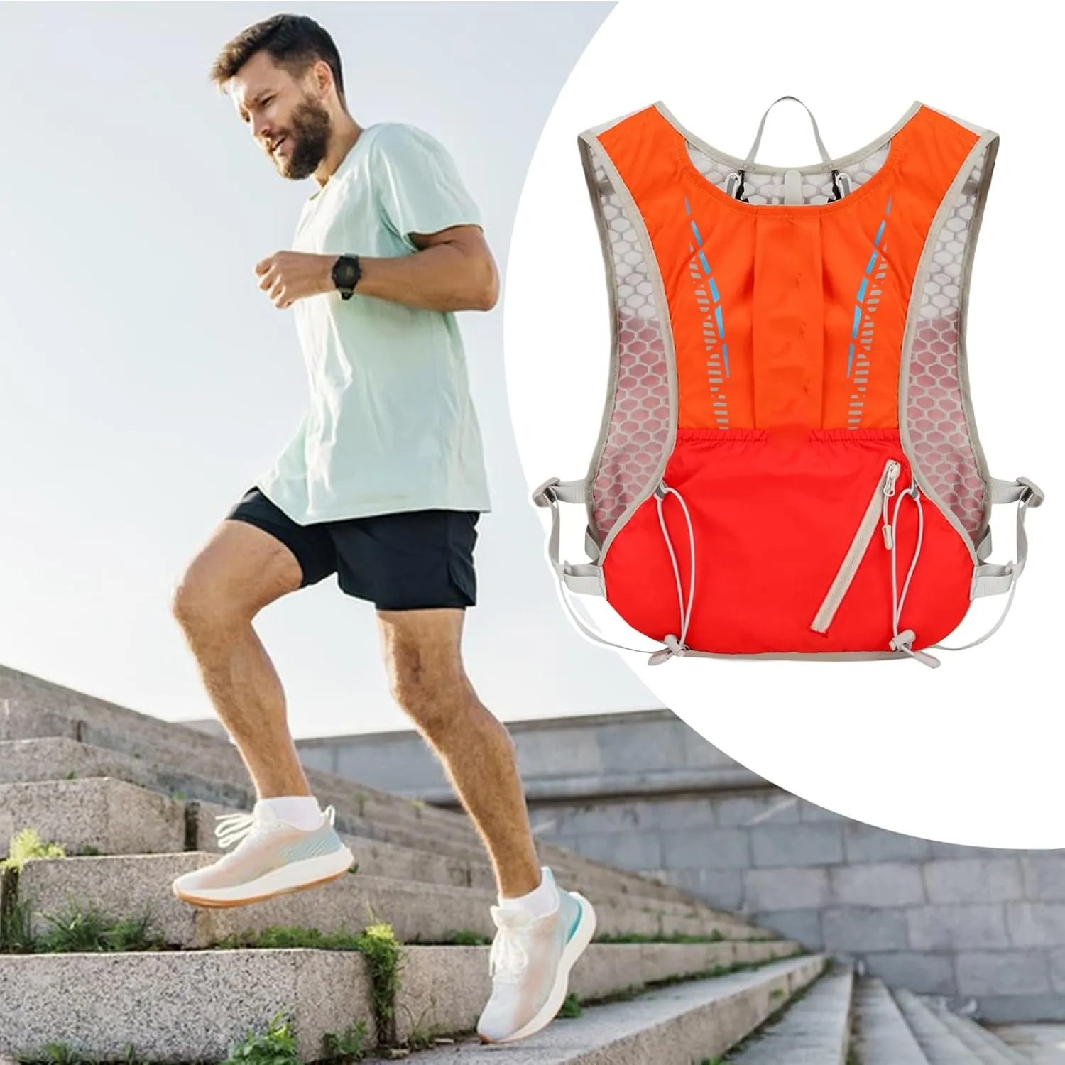 Hydration Backpack - Reflective Lightweight Pack,Lightweight Hydration Backpack with Ergonomic Shoulder Strap for Hiking Skiing Travel Outdoors