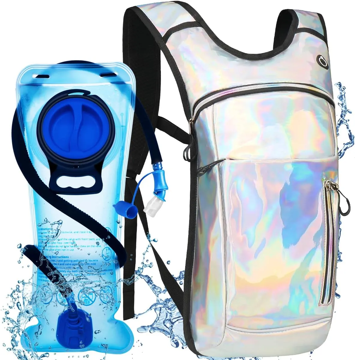 Hydration Backpack with 2L Water Bladder, Raves Water Backpack, Lightweight Insulation Hydration Pack for Men and Women, Suitable for Music Festivals, Raves, Hiking, Activities