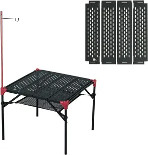 iClimb 1 Extendable Folding Table with Lantern Hanger and 1 Pack Connecting Plates Bundle, Ultralight Compact for Adults Outdoor Camping Backpacking Beach Concert BBQ Party