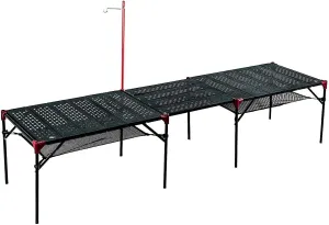 iClimb 2 Extendable Folding Table XL Size and 1 Pack Connecting Plates and 1 Lantern Hanger Bundle, Ultralight Compact for Adults Camping Backpacking Beach Concert BBQ Party