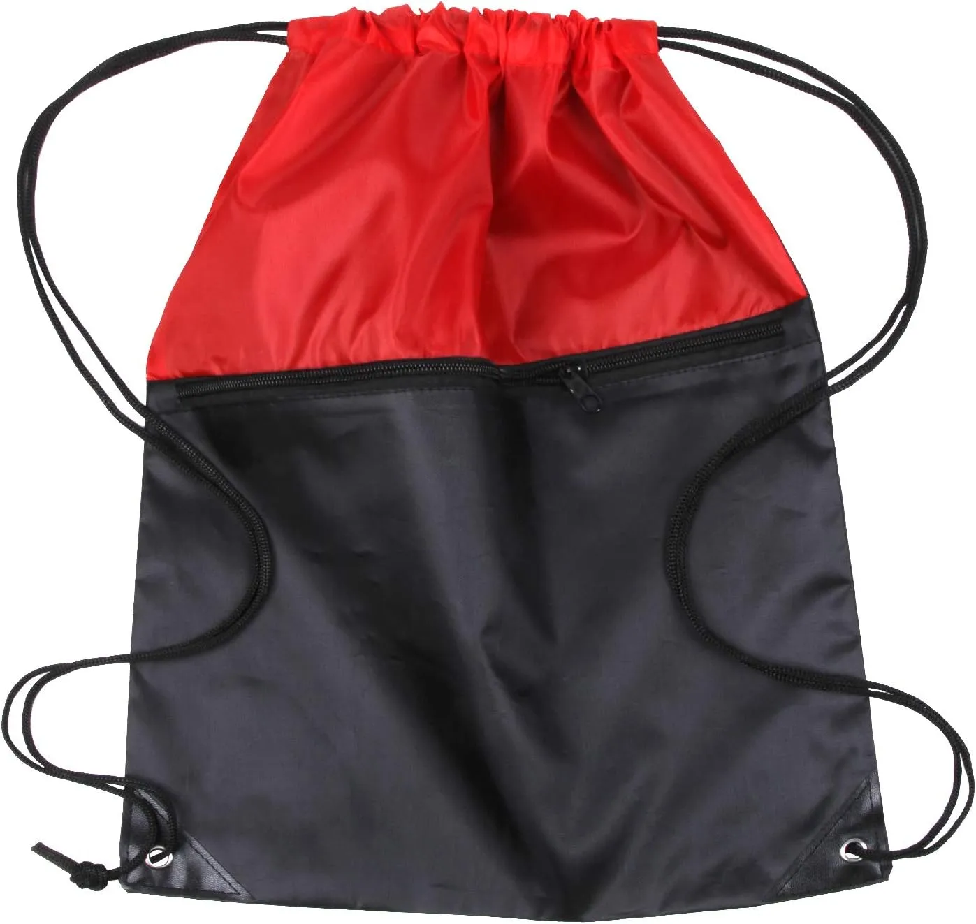 ICObuty Sports Gym Bag Sack Cheerleading Cheerleader Drawstring Backpack 6 Pack Men Women 210D Polyester (Red/Black)