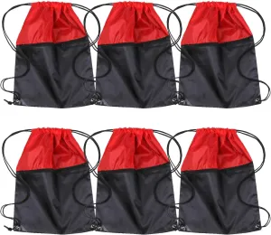 ICObuty Sports Gym Bag Sack Cheerleading Cheerleader Drawstring Backpack 6 Pack Men Women 210D Polyester (Red/Black)