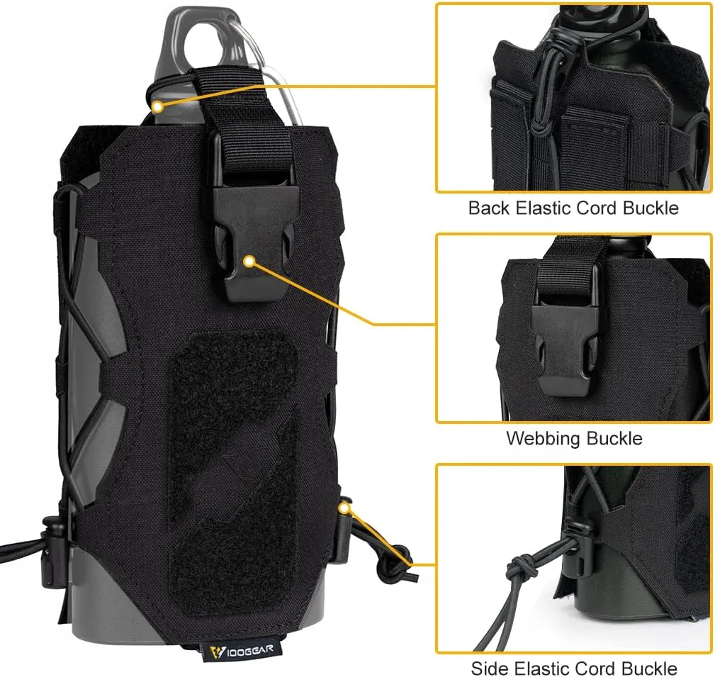 IDOGEAR Tactical Water Bottle Pouch Military Adjustable Straps Kettle Carrier Holder for Outdoor Sports 500D Nylon