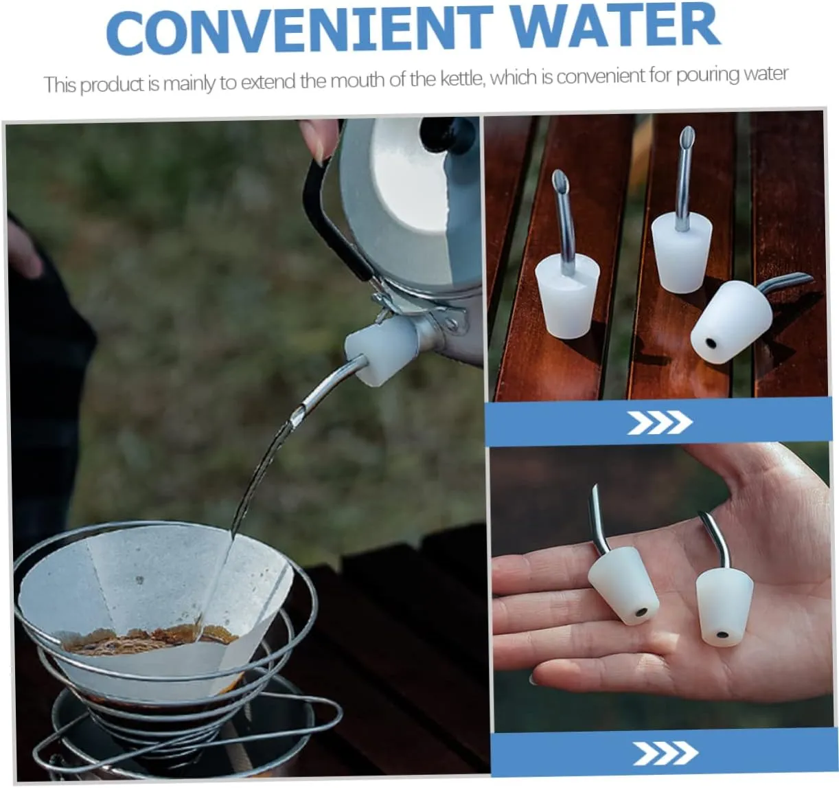 IMIKEYA 3pcs Stainless Steel Tea Kettle Extension Spout Portable Pourer for Camping Lightweight Easy to Install for Outdoor Use Prevents Spills Practical Design