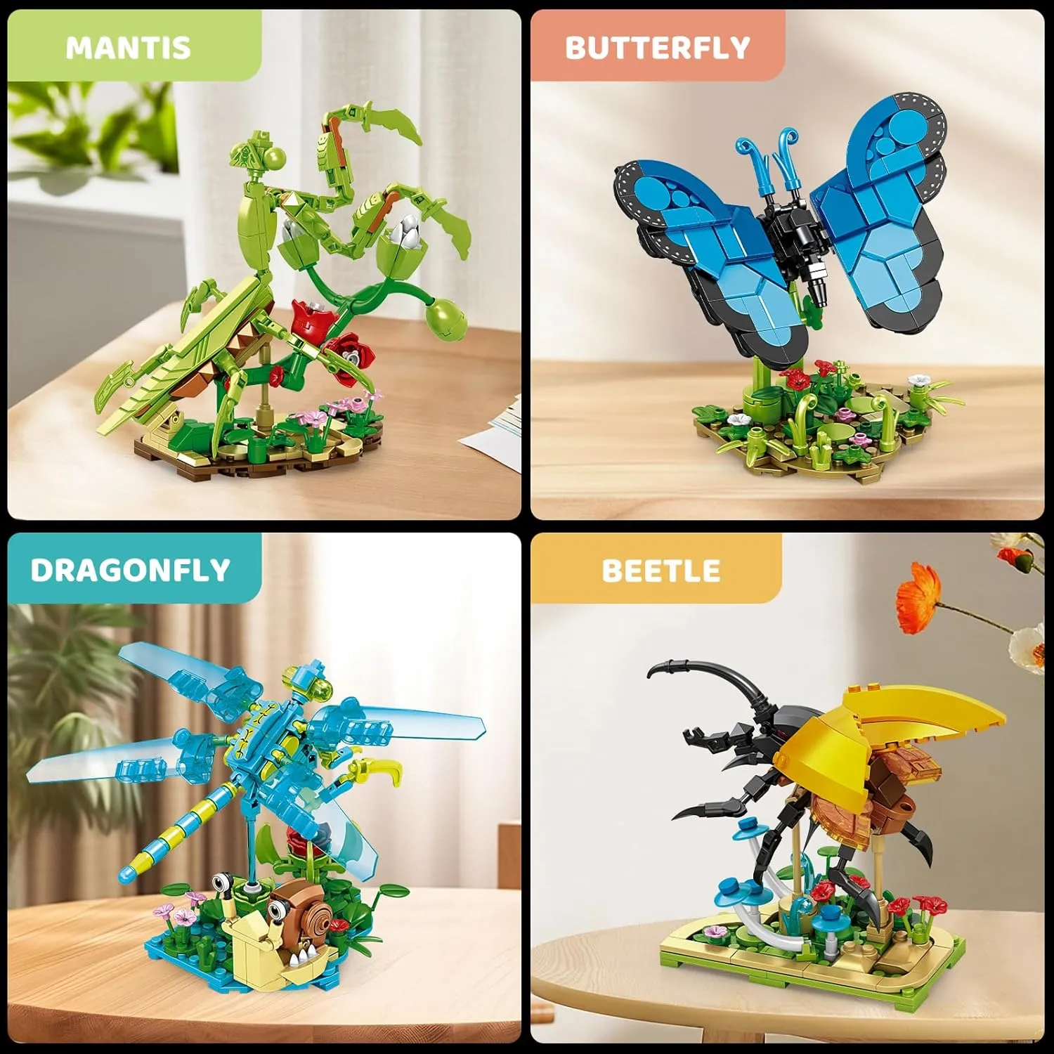 Insect Collection Building Set, Compatible with Lego Insects Animals, Flowers Butterfly Mantis Beetle Dragonfly for Nature Decor, Ideas Bug Toy for Adults Boys Girls (815 PCS)