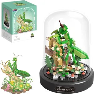 Insect Flowers Collection Building Set with Dust Cover, Animals Flower Plants Bug Botanical Set for Nature Decor, STEM Mini Bricks Birthday Gift for 12  Women Boys Girls(Mantis