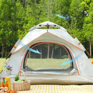 Instant Pop Up Tent for Camping All-Weather Waterproof Windproof with Mosquito Net Double Doors Automatic Setup for Outdoor Beach Backyard Hiking
