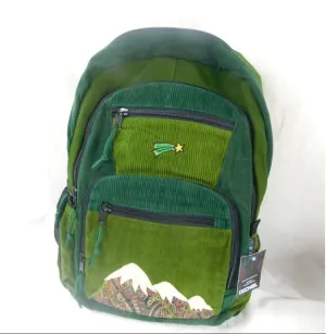 Ixchel - Patchwork Corduroy Backpack w/Moutain Applique