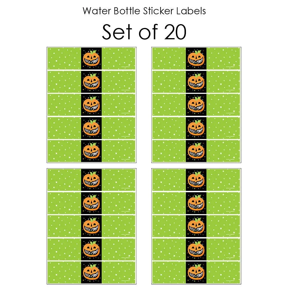 Jack-O'-Lantern Halloween - Kids Halloween Party Water Bottle Sticker Labels - Set of 20