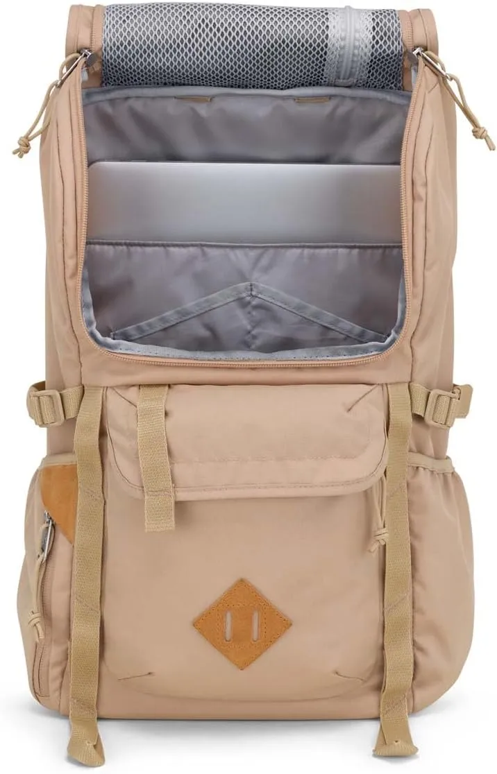 JanSport Hatchet Backpack – 15-inch Padded Laptop Compartment, Dual Water Bottle Pockets, Side Compression Straps, Travertine