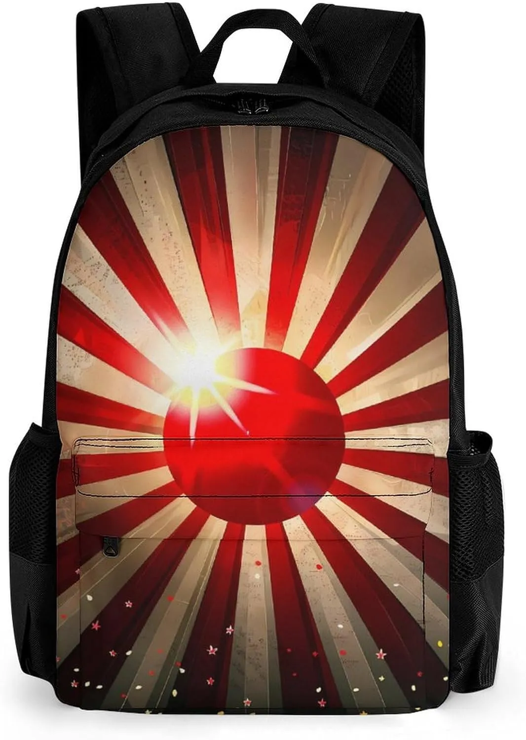 Japanese Rising Sun Flag Light Rays Travel Backpack Printed 17 Inch Laptop Shoulder Bag Lightweight Daypack Portable with Pockets