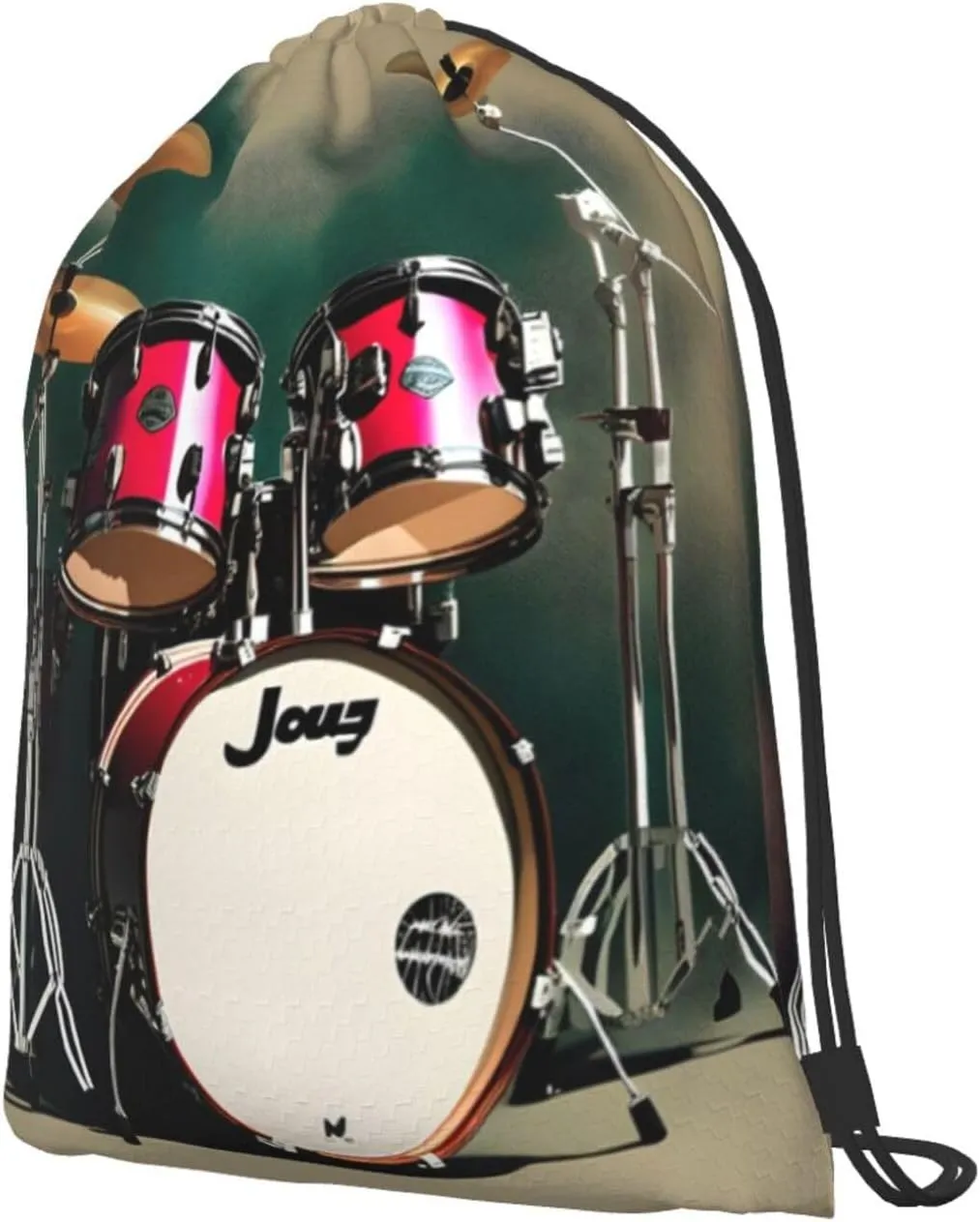 Jazz Drum Drawstring Backpack String Cinch Bag Polyester Sackpack For Fitness Training Workout