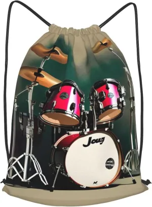 Jazz Drum Drawstring Backpack String Cinch Bag Polyester Sackpack For Fitness Training Workout