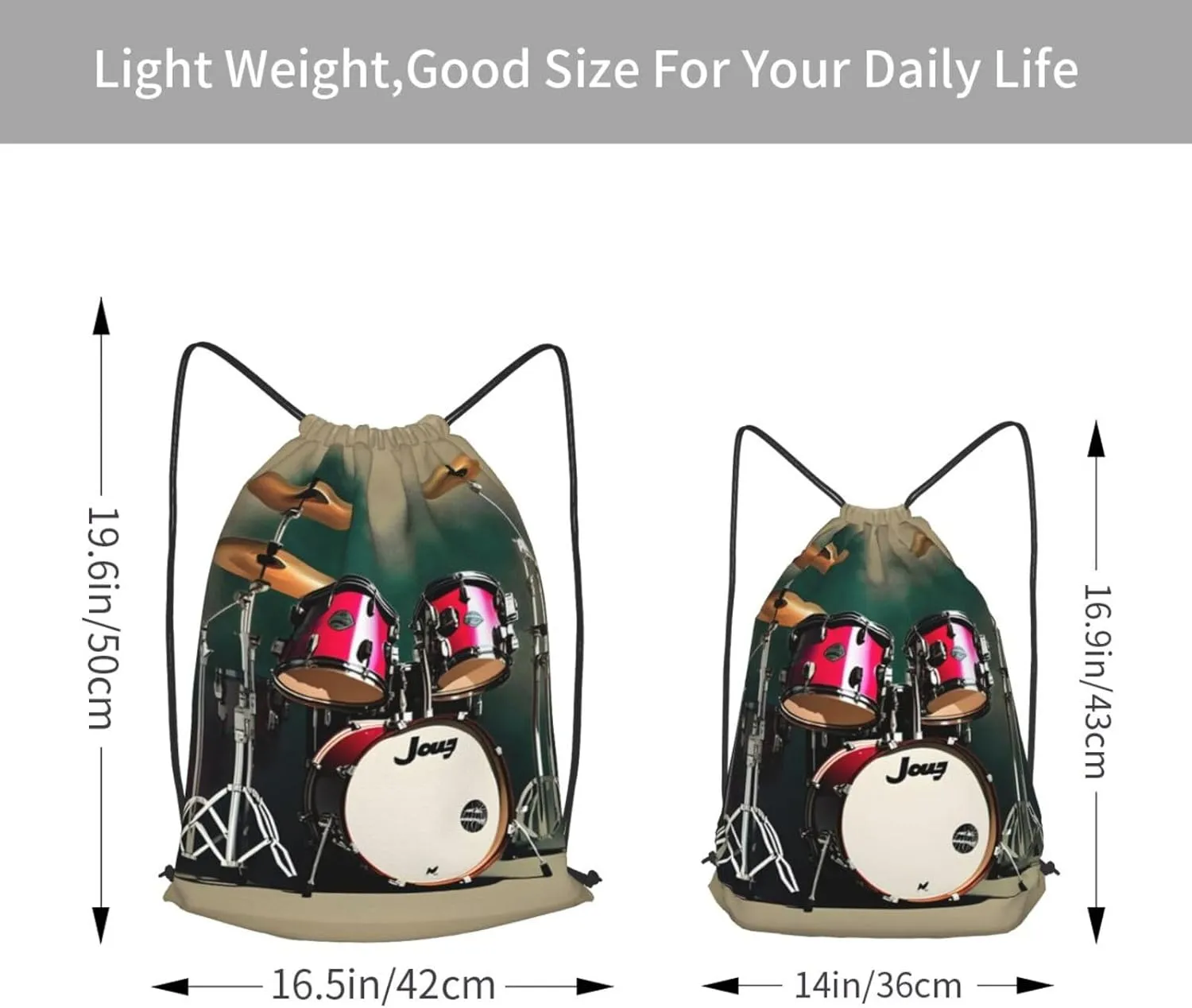 Jazz Drum Drawstring Backpack String Cinch Bag Polyester Sackpack For Fitness Training Workout
