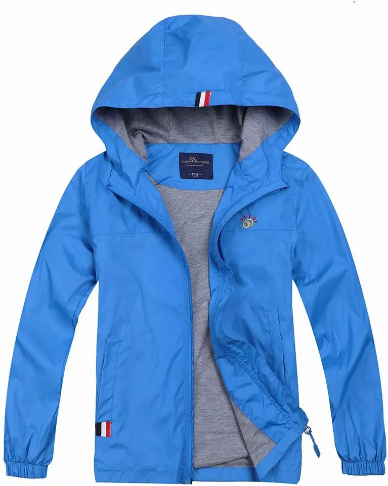Jingle Bongala Boys Girls Lightweight Breathable Raincoat Waterproof Hooded Rain Jacket Windbreaker Easy to Fold