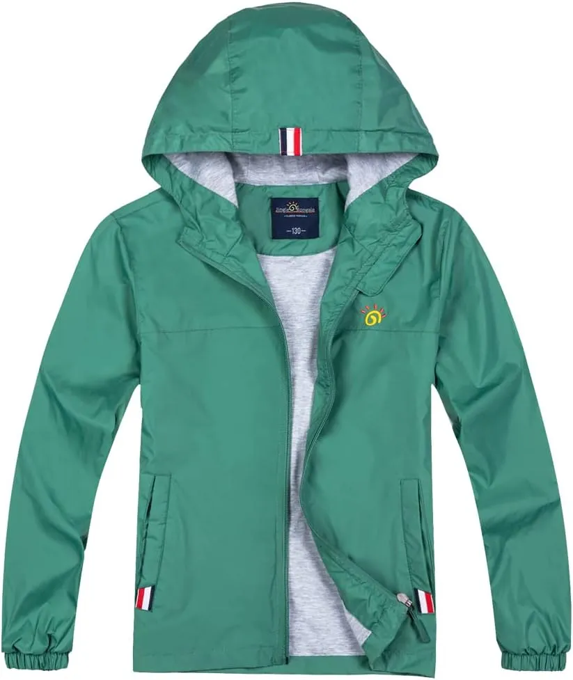 Jingle Bongala Boys Girls Lightweight Breathable Raincoat Waterproof Hooded Rain Jacket Windbreaker Easy to Fold