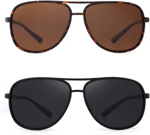 JM Retro Polarized Aviator Sunglasses for Men Women Tangle Free Oversized Plastic Sunglasses UV400 Protection