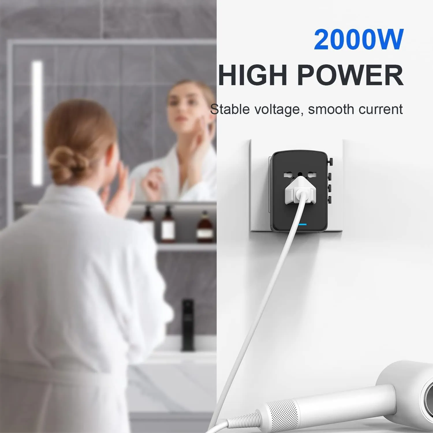 JMFONE 35W PD Universal Travel Adapter, Fast Charging International Power Plug Adapter with 3*USB-A & 2*USB-C Ports and Multi AC Sockets, All-in-one Travel Outlet Conversion Plugs for 200  Countries