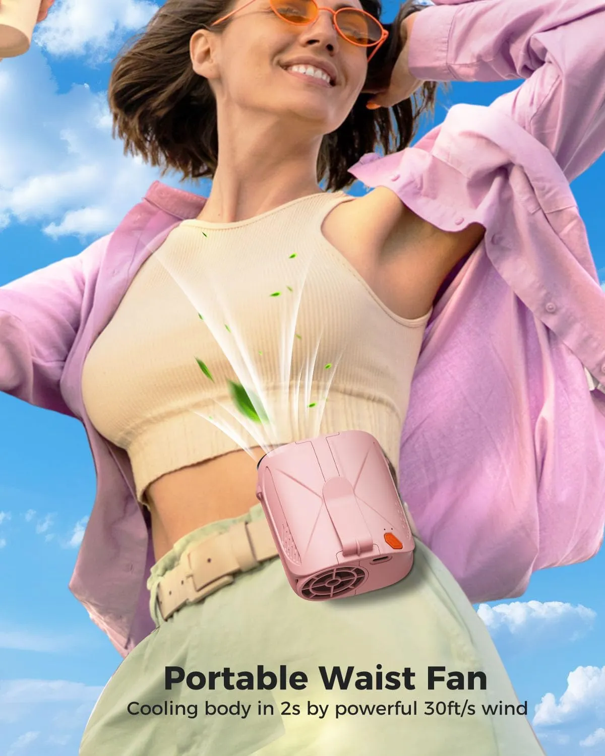 JUANANIUG Portable Waist Fan For Outdoor: Cooling Clip on Belt Fan Under Shirt - Hands-free Design for Housewife Tourist Commuters - Summer Homework Trip Commuting Essential