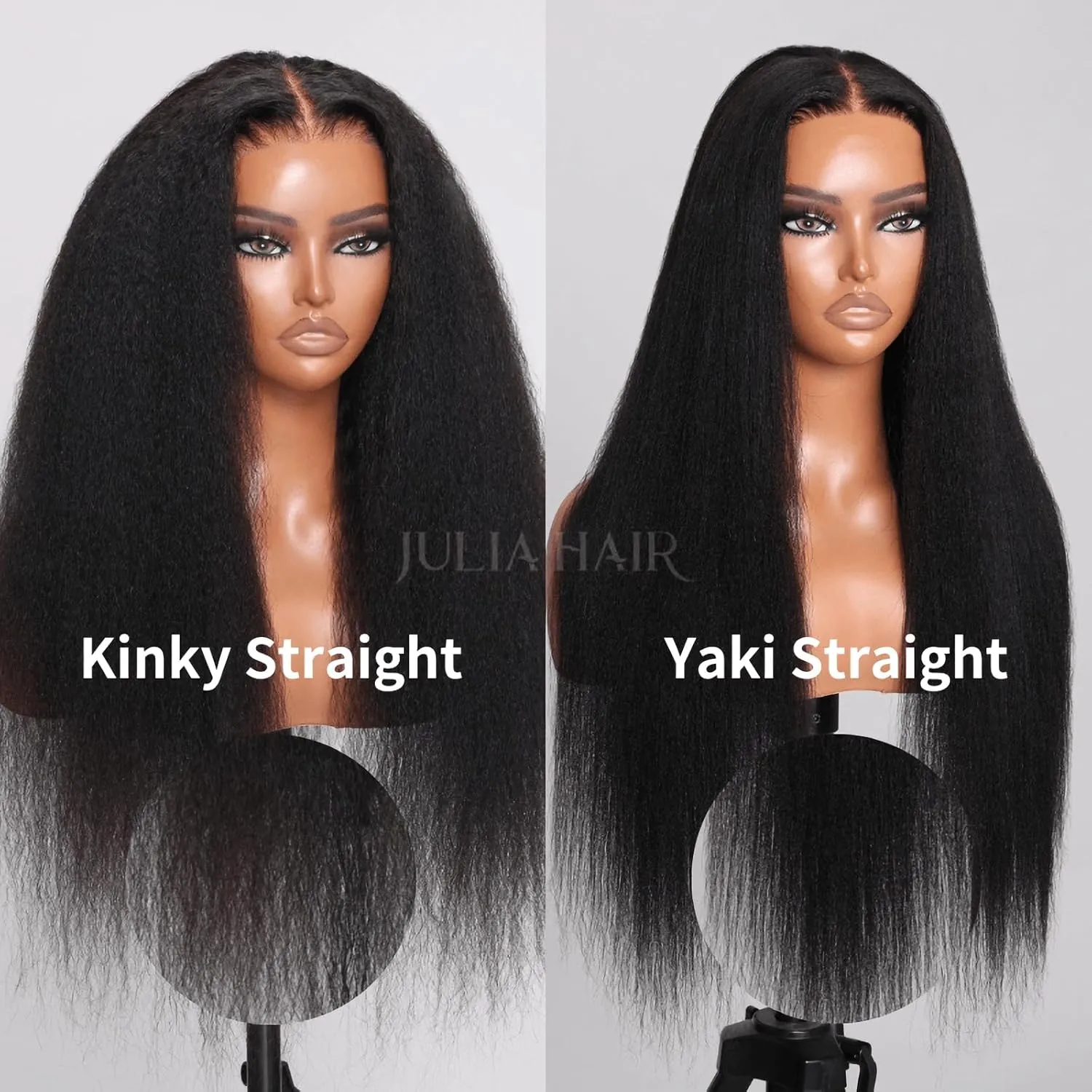 Julia Hair Bye Bye Knots Glueless Wig Yaki Human Hair Lace Wig Invisible Knots Put On and Go Pre Cut 7x5 Lace Front Wigs for Beginners Pre Bleached Pre Plucked No Glue150% Density 16 Inch