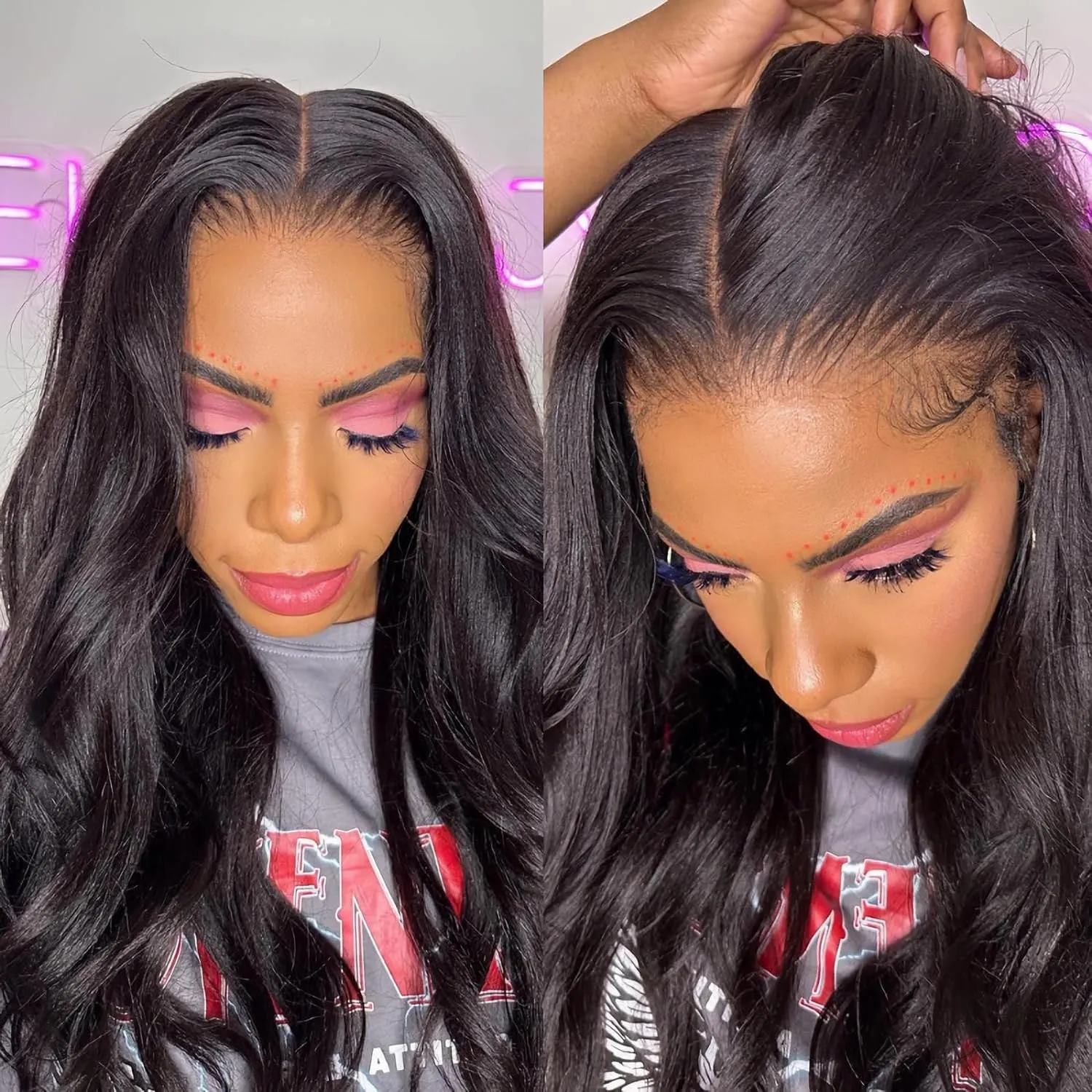 Julia Hair Bye Bye Knots Glueless Wig Yaki Human Hair Lace Wig Invisible Knots Put On and Go Pre Cut 7x5 Lace Front Wigs for Beginners Pre Bleached Pre Plucked No Glue150% Density 16 Inch