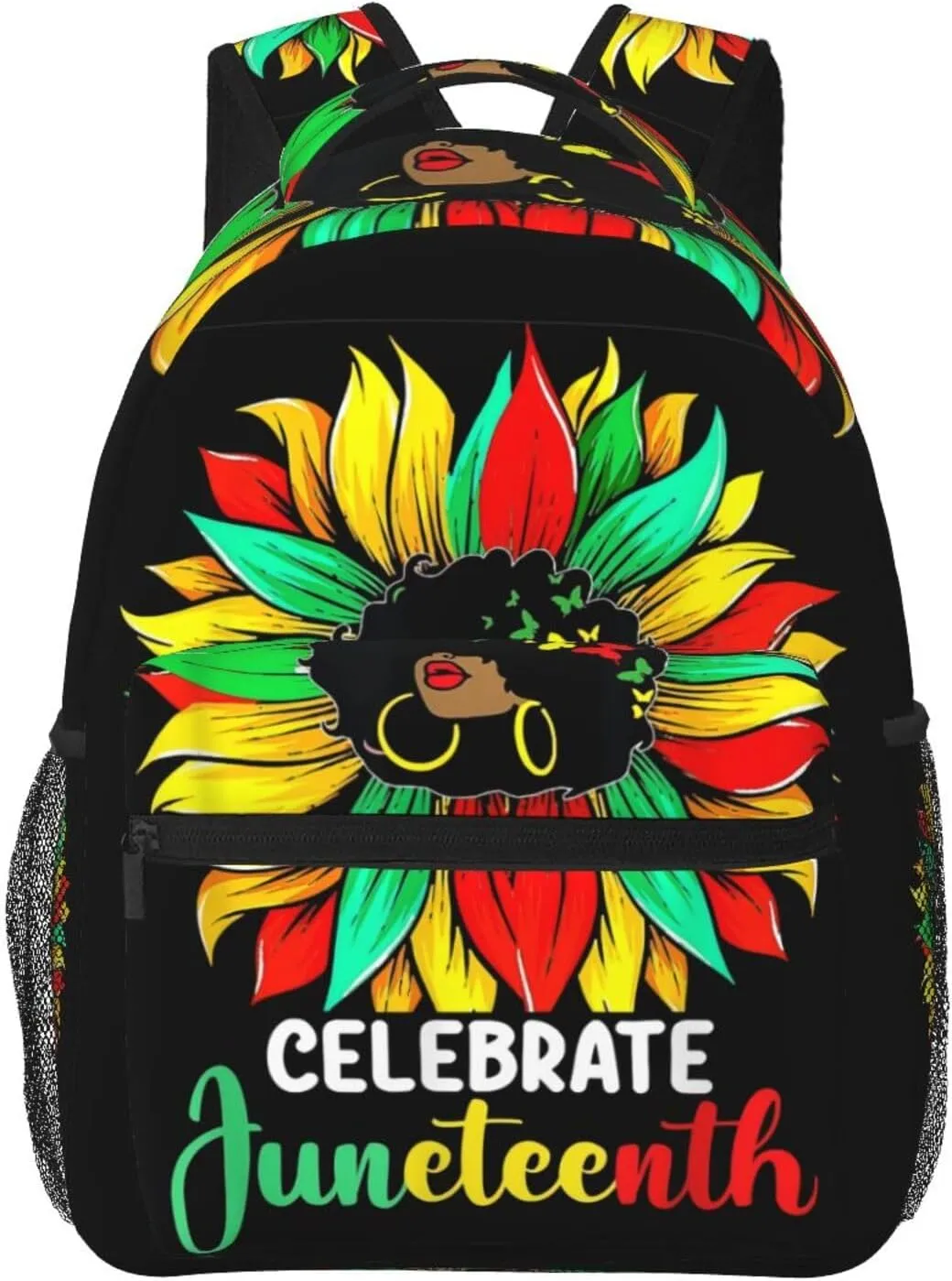 Juneteenth Sunflower African Black Women Backpack Lightweight Laptop Backpack Casual Daypack Travel Double Shoulder Bag For Women Men