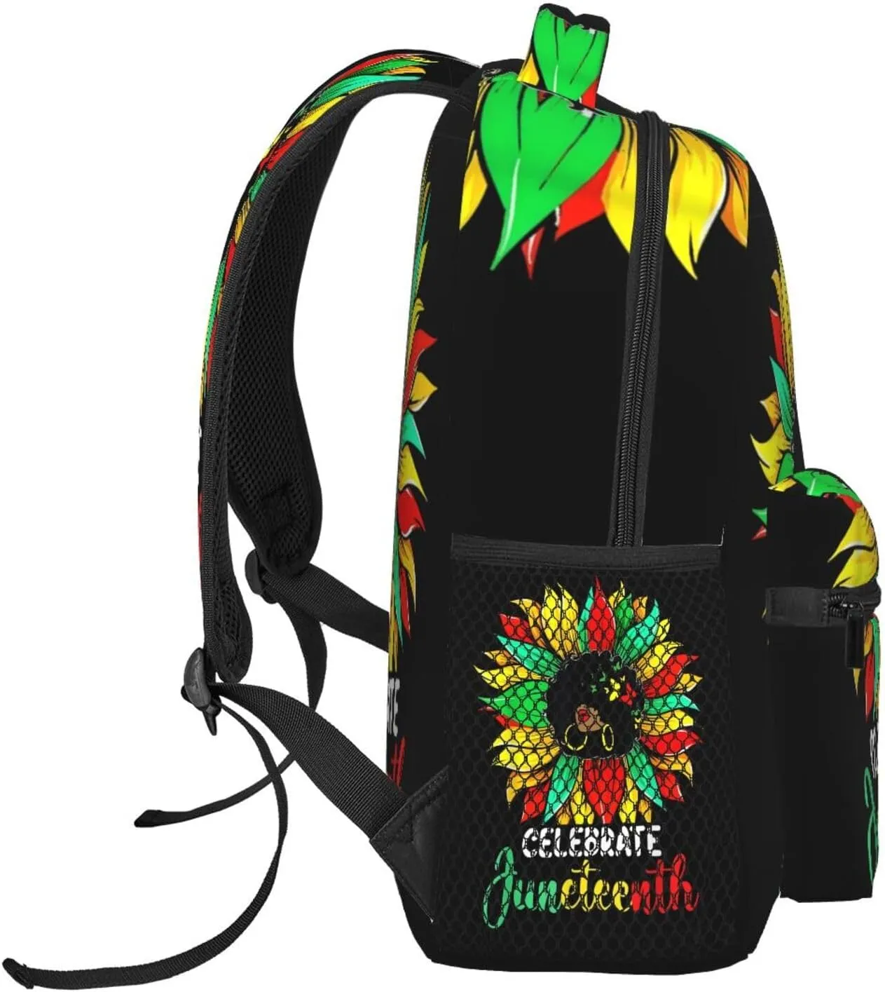 Juneteenth Sunflower African Black Women Backpack Lightweight Laptop Backpack Casual Daypack Travel Double Shoulder Bag For Women Men