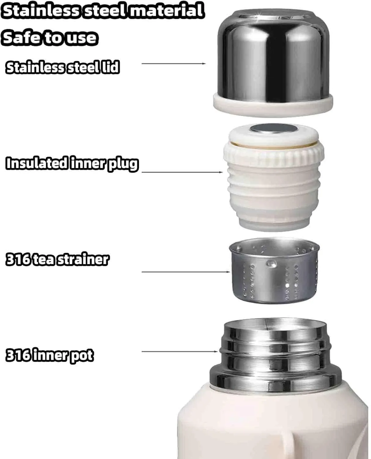 JUSHZ Mens Water Bottle Water Bottles Gym Leakproof Stainless Steel Adult with Filter Thermos Flask Vacuum Flasks Insulated with Handle Large Capacity Portable Car Travel (1200ml,Pink)