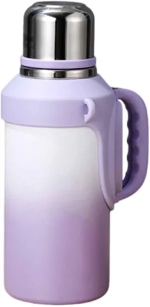 JUSHZ Mens Water Bottle Water Bottles Gym Leakproof Stainless Steel Adult with Filter Thermos Flask Vacuum Flasks Insulated with Handle Large Capacity Portable Car Travel (1200ml,Purple)