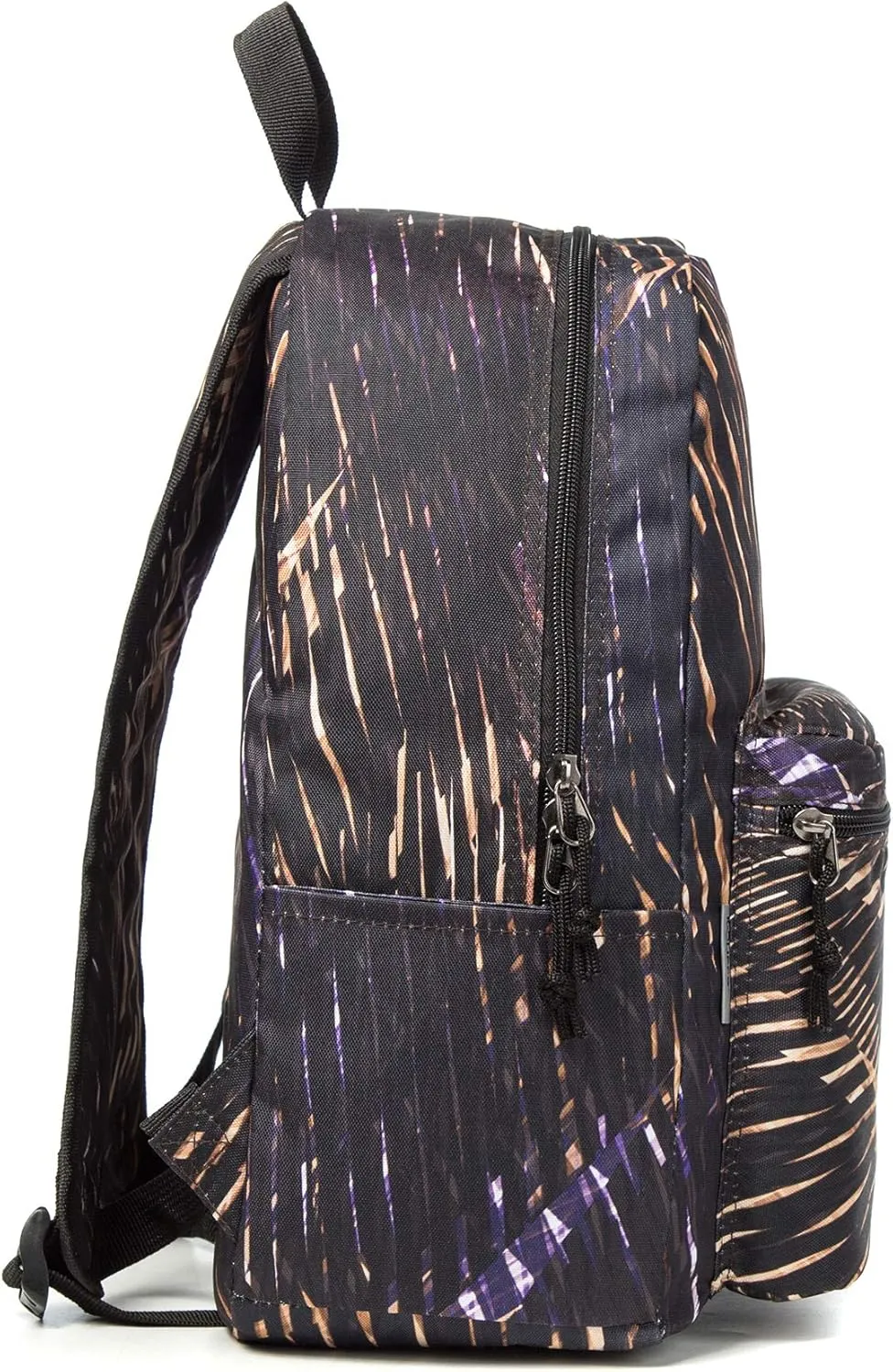 K-Cliffs Classic Backpack Basic Student Campus Daypack Simple Travel Rucksack with Chromebook Laptop Pocket Water Bottle Holder Padded Straps Printed Black Gold Meteor Pattern