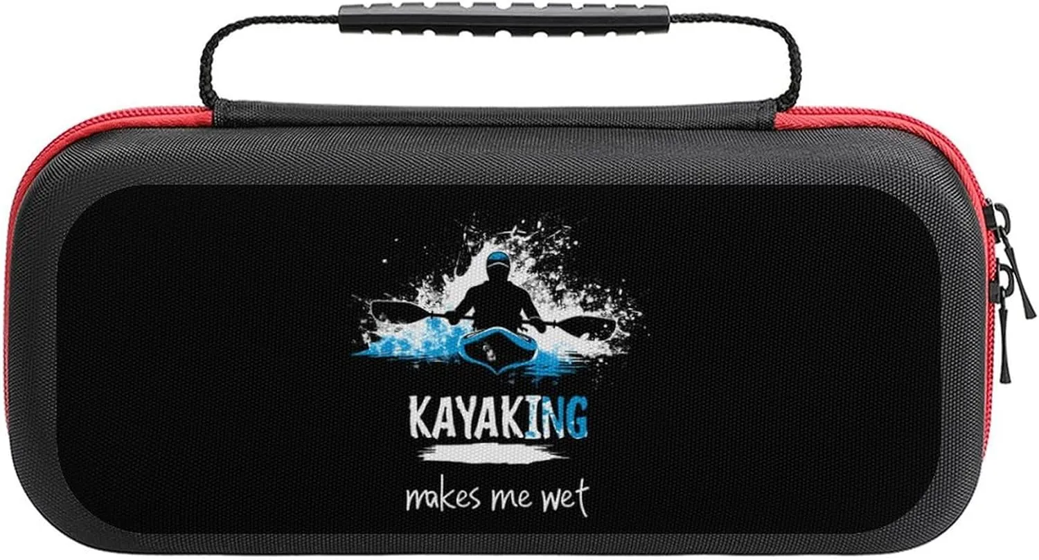 Kayaking Makes Me Wet Portable Protective Shell Compatible with Switch Case Hard Travel Tote Bag with 20 Game Cartridges