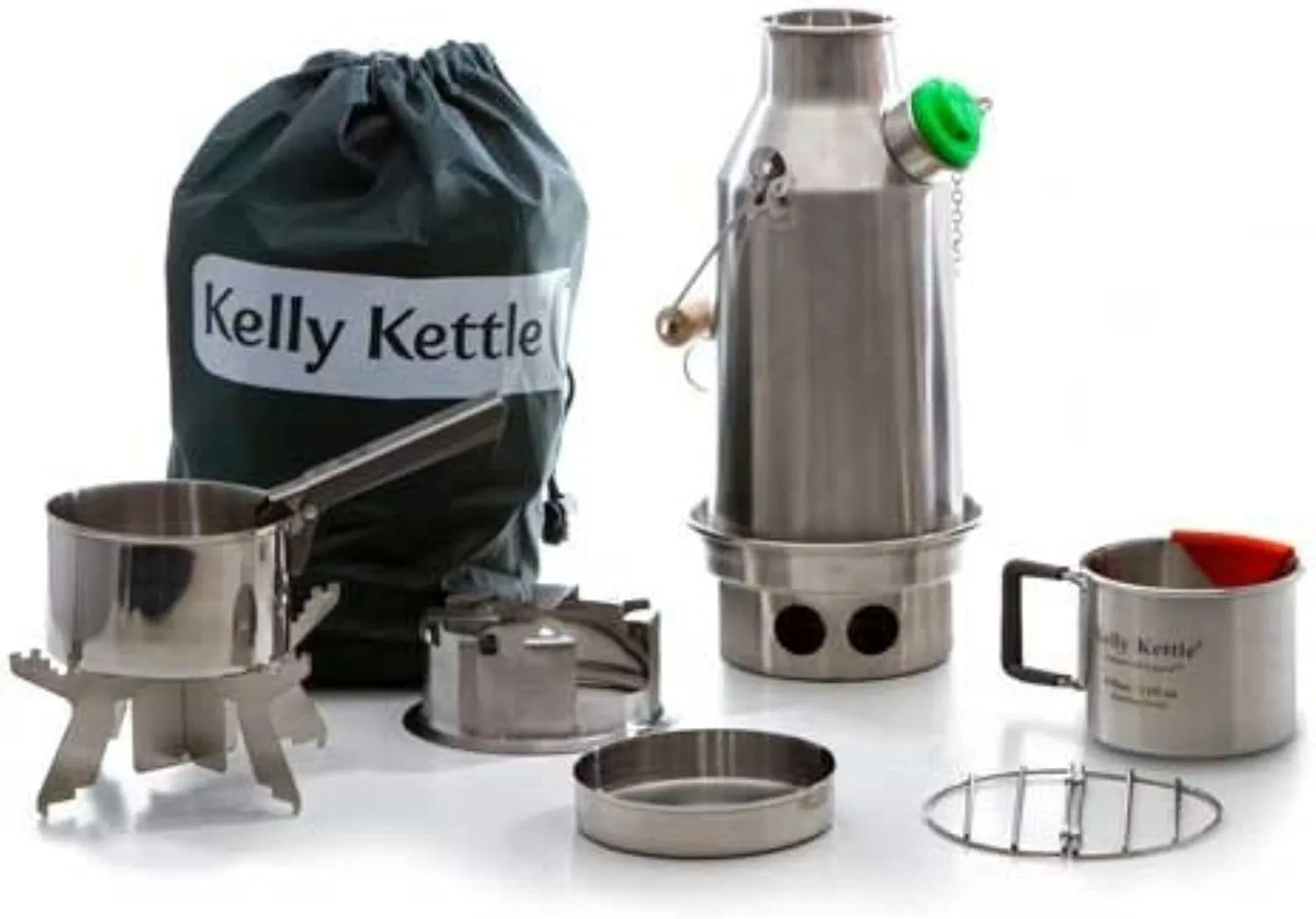 Kelly Kettle Trekker Kit 20oz Small Stainless Steel Camp Kettle with Whistle, Lightweight Camping Stove for Fishing, Hunting, Hiking, Survival Gear